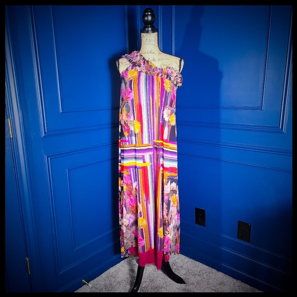 Fuzzi One-Shoulder Maxi Dress Size Medium